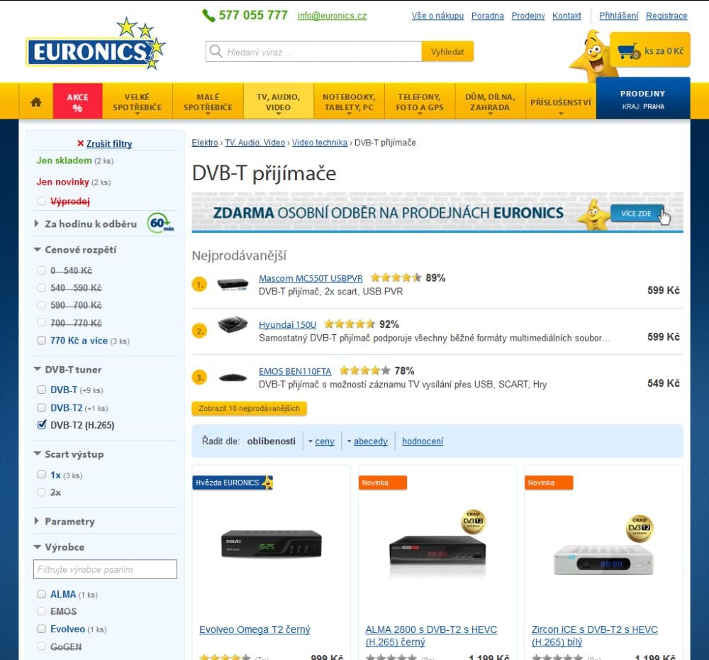 E-shopy a DVB-T2 HEVC