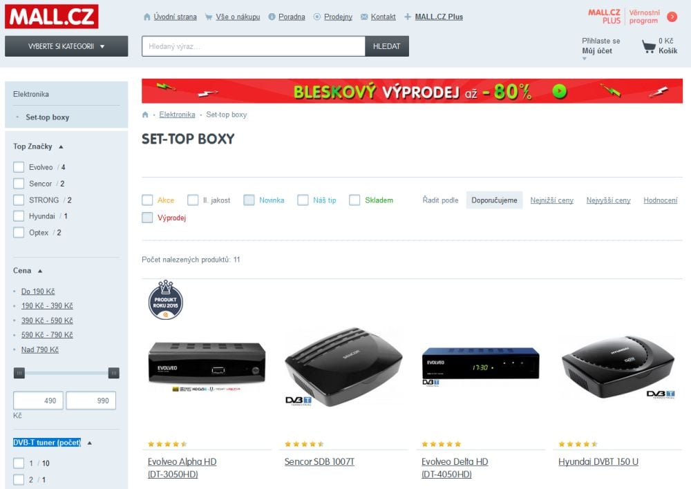 E-shopy a DVB-T2 HEVC