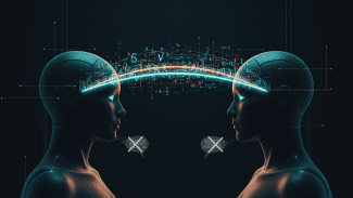 Tři AI agenti propojení světelnými datovými toky místo textových bublin – vizualizace latentní komunikace frameworku LatentMAS.