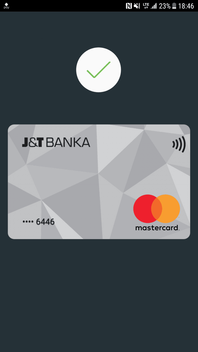 Platební karty J & T Banky v aplikaci Android Pay. (14. 11. 2017)