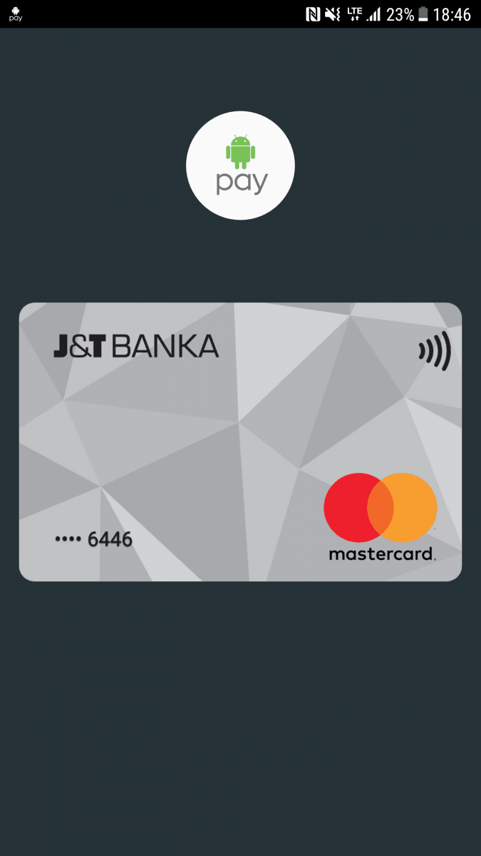 Platební karty J & T Banky v aplikaci Android Pay. (14. 11. 2017)
