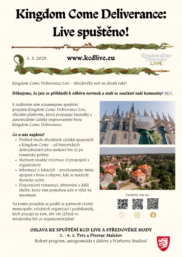 Newsletter k projektu Kingdom Come: Deliverance Live