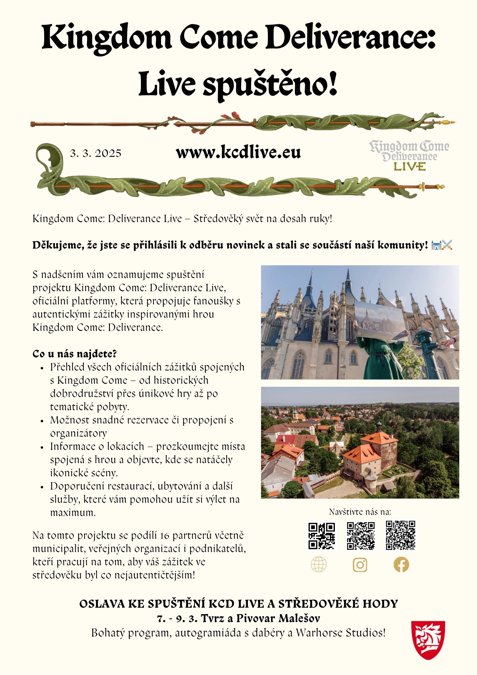 Newsletter k projektu Kingdom Come: Deliverance Live