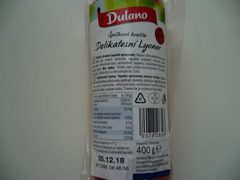 21 nálezů v kategorii falšovaných potravin. Ve výrobku byl zjištěn obsah drůbeží bílkoviny, která nebyla uvedena ve složení výrobku.