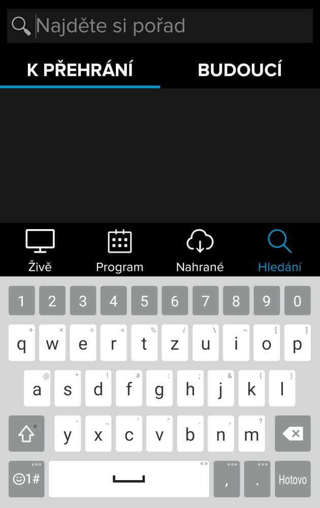 Vyhledání pořadu buď do minulosti, nebo do budoucnosti. Hodně šikovné.