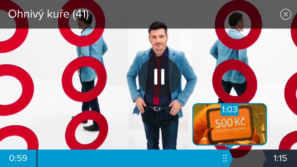 Rychloposuv s obrazovým náhledem. Zde ještě vidíte reklamu, takže se klidně můžete prstem po liště posouvat dál. Pokud to bude fungovat, bude to to nejlepší, co jsem v IPTV na toto téma viděl.