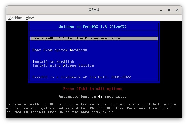 Pocket 386: QEMU a FDISK