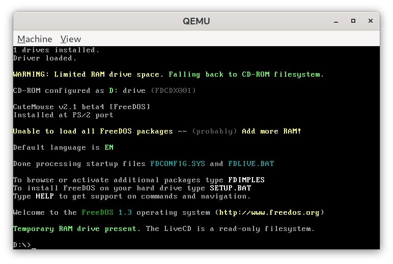 Pocket 386: QEMU a FDISK