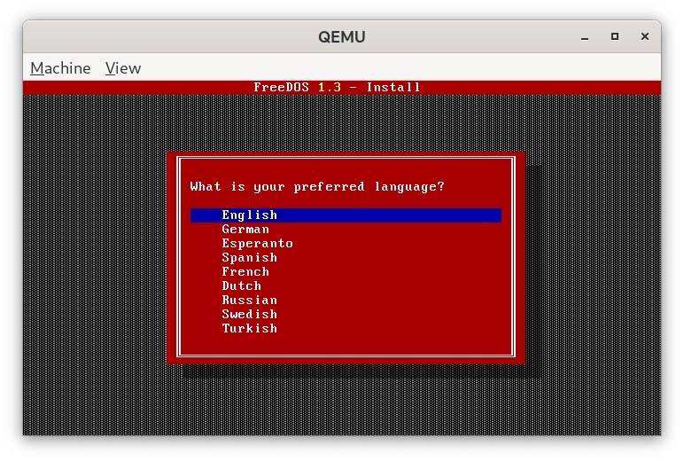 Pocket 386: QEMU a FDISK