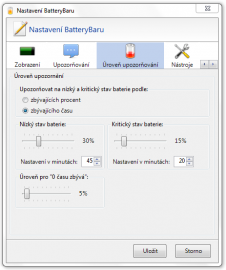 <p>BatteryBar - nastavení</p>