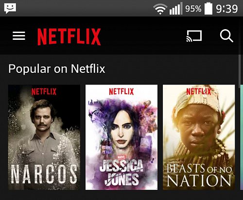 Možnost streamovat obsah z Chromecastu na televizní obrazovku je běžnou součástí mobilní aplikace Netflix