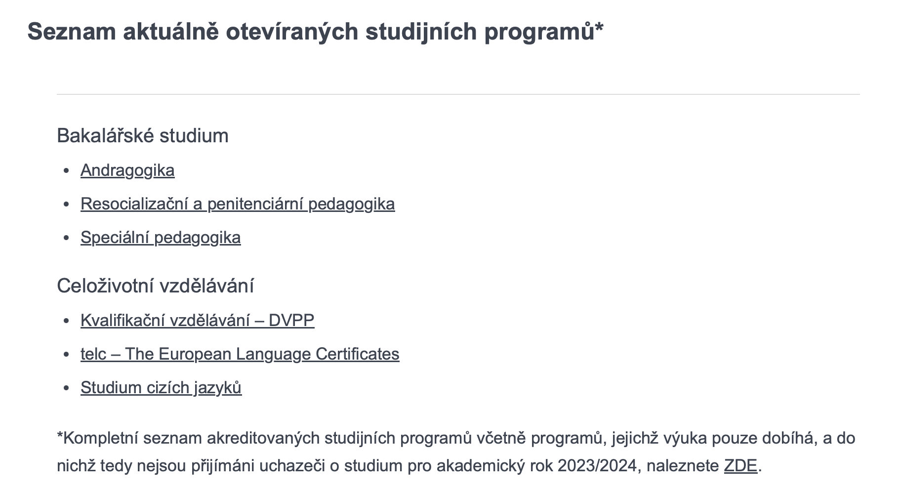 Aktuálně nabízené obory UJAK