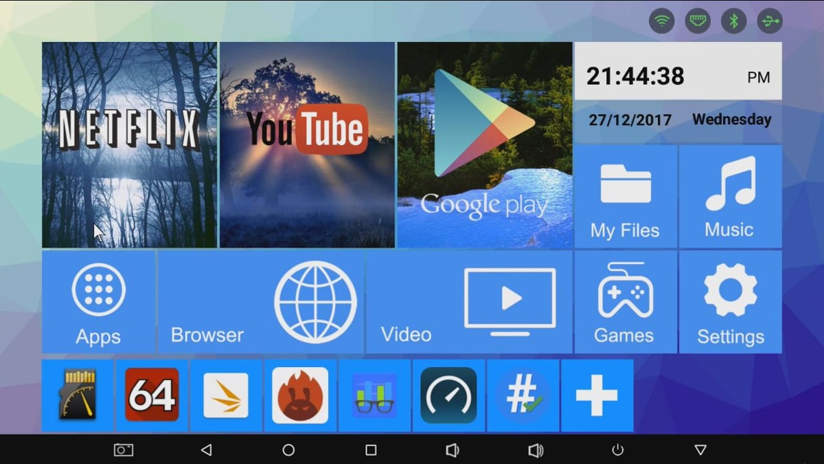 Alfawise H96 Mini - Hlavní stránka a GUI