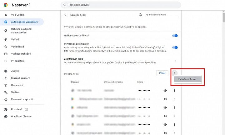 Jak exportovat hesla v Chrome (obr. 1) (zdroj: Cnews)