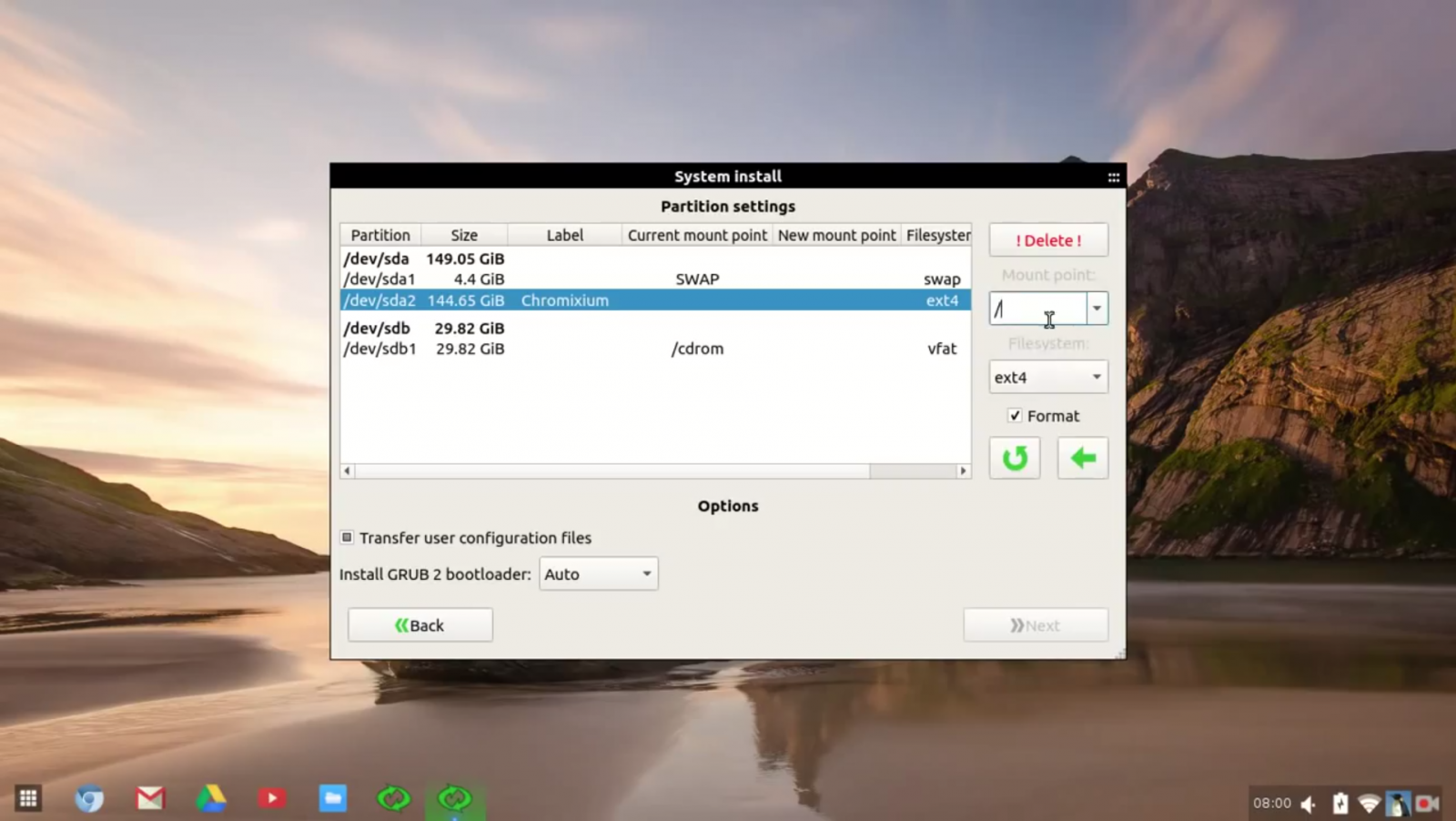 Nástroj rozdělení disků.