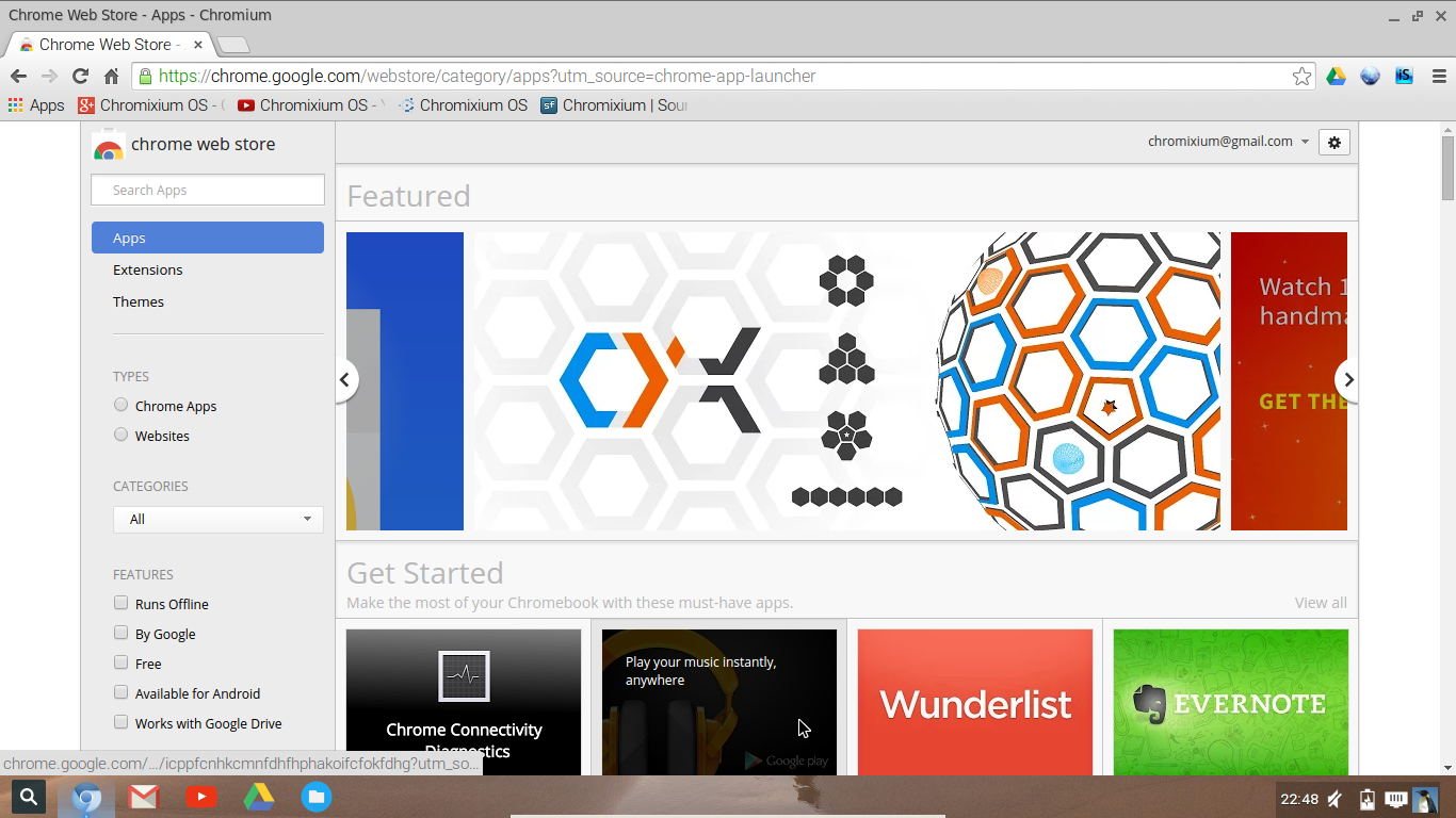 Obchod s aplikacemi Chrome.