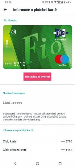 Fitbit Pay. Debetní karta Maestro od Fio banky. (28. 1. 2022)