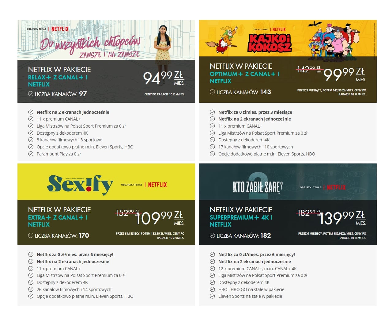 Nabídky streamovacích platforem francouzského a polského Canal+