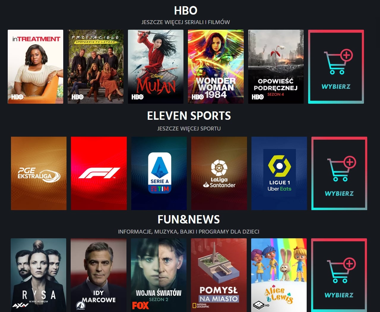 Nabídky streamovacích platforem francouzského a polského Canal+