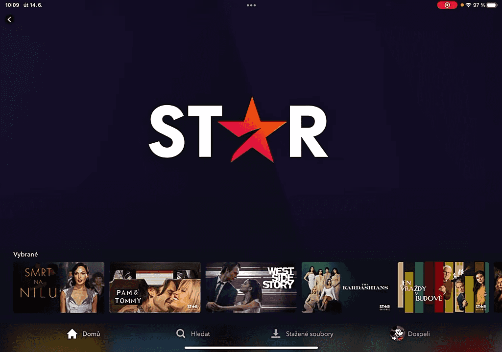 Uživatelské prostředí Disney+ v češtině