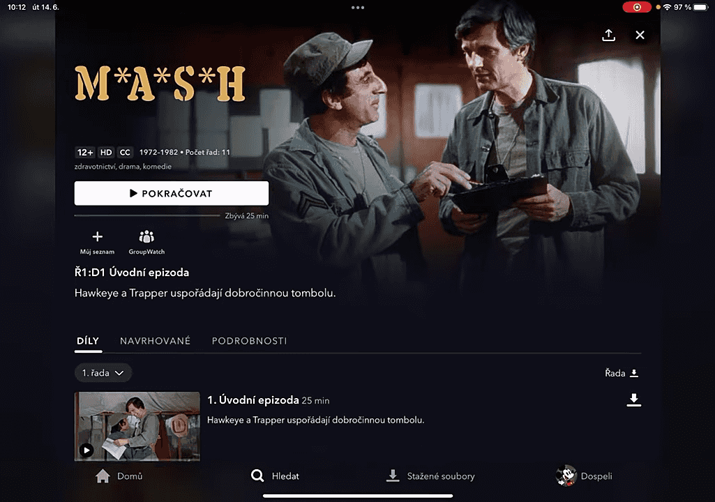 Uživatelské prostředí Disney+ v češtině