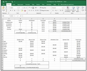 Ověřte si použití funkcí PRŮMĚR, FORMULATEXT a čtyři použití funkce POČET.