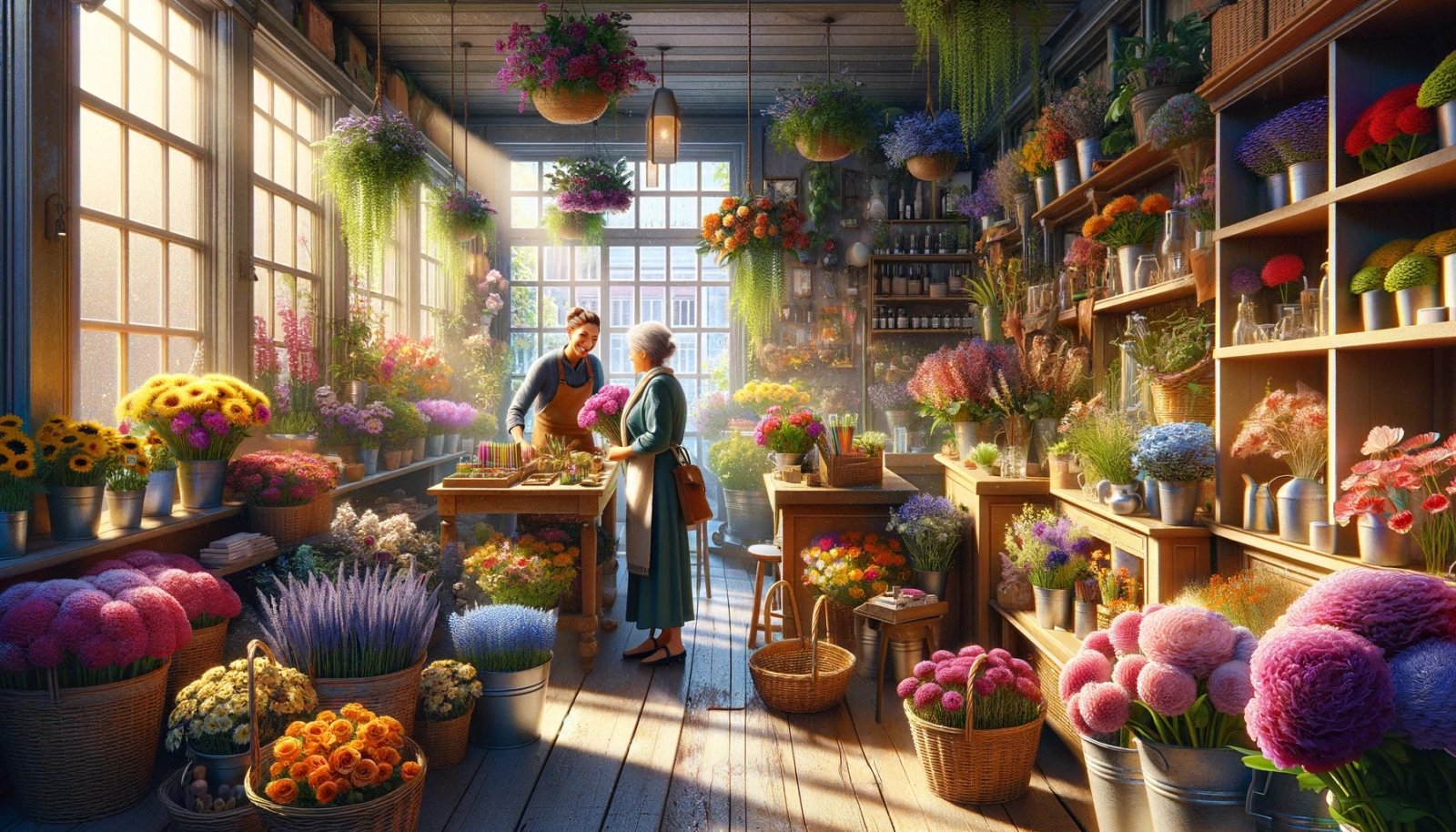 Květinářství by podle AI mělo hýřit barvami.