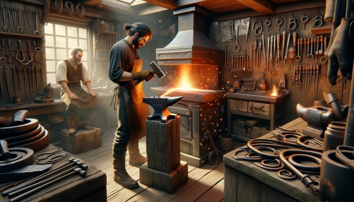 K tradičnímu řemeslu kováře by měla patřit podle AI i tradiční dílna.