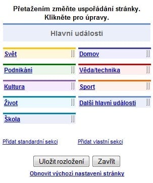 <p>Zobrazení sekcí je možné kdykoliv přeházet podle libosti. Navíc je možné sekce i vytvářet</p>