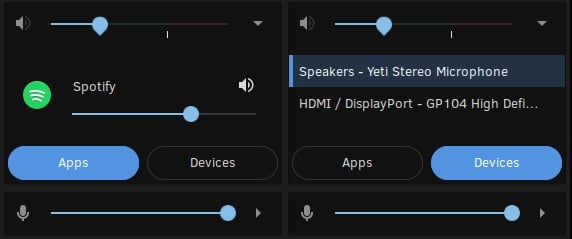 Ovládání zvuku bylo od základu přepracováno, nyní jsou k dispozici oddělené nabídky pro vstupy a výstupy. Snadno lze také ovládat hlasitost jednotlivých aplikací či zvuk zesílit až na 150 %.
