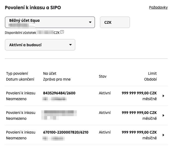 Povolená inkasa se převedla správně. (13.11.2022)