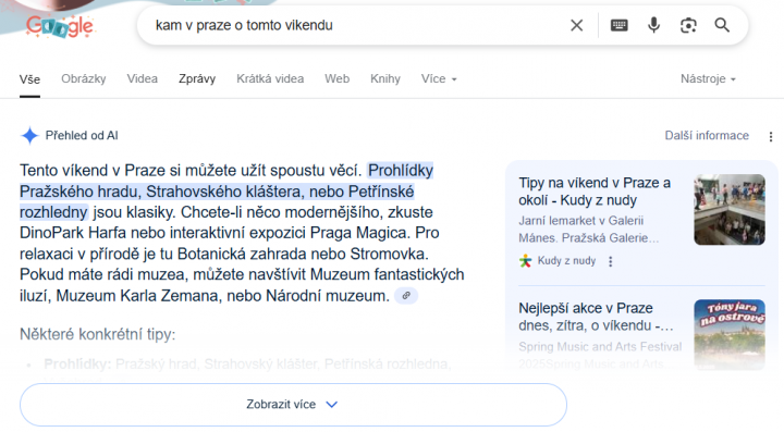 Vyhledavani - Google - Prehled od AI