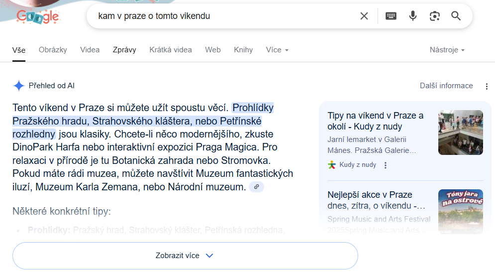 Vyhledavani - Google - Prehled od AI