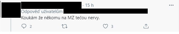 Reakce na komunikaci ministerstva zdravotnictví na Twitteru