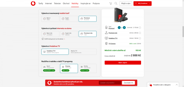 Autor: Petr Faistauer Sestavení tarifu s televizí a internetem u českého Vodafonu