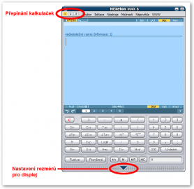 Uživatelské rozhraní kalkulačky.