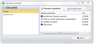 Zobrazení protokolů, ze kterých lze vyčíst informace o startu aplikací