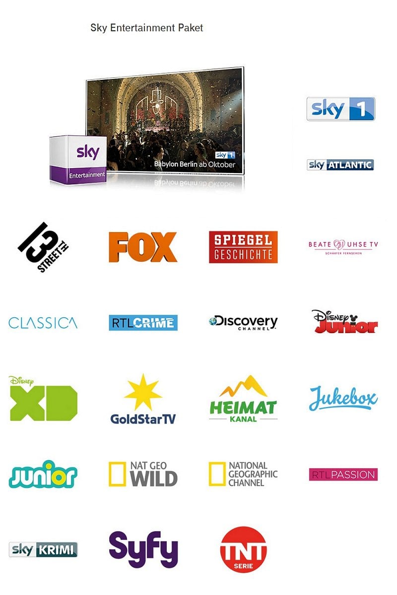 EntertainTV - programová nabídka balíčků Sky