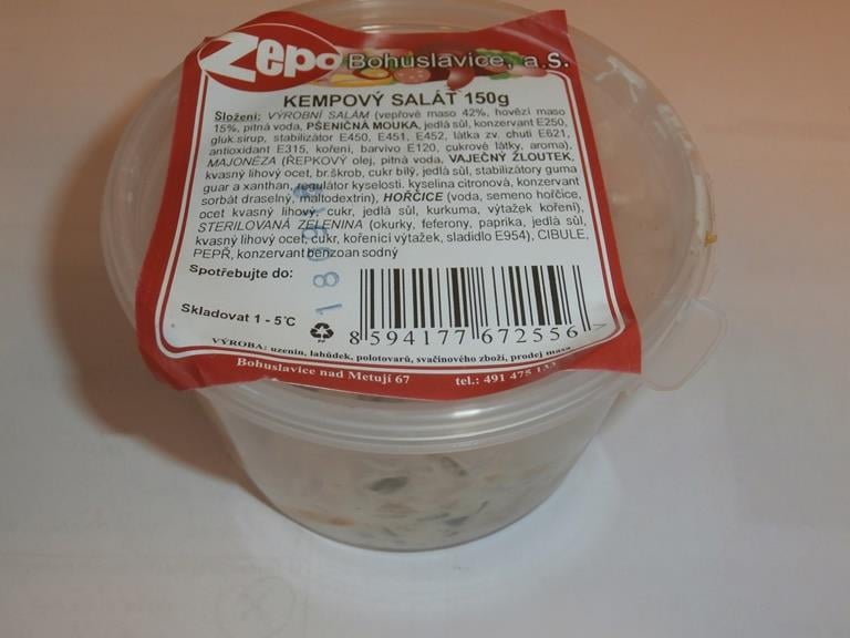 Kempový salát: Ve výrobku bylo překročeno maximální povolené množství konzervantů kyseliny benzoové v kombinaci s kyselinou sorbovou.