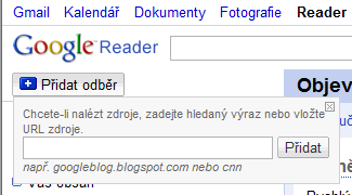 <p>Malé pole slouží pro přidání nového zdroje zpráv</p>