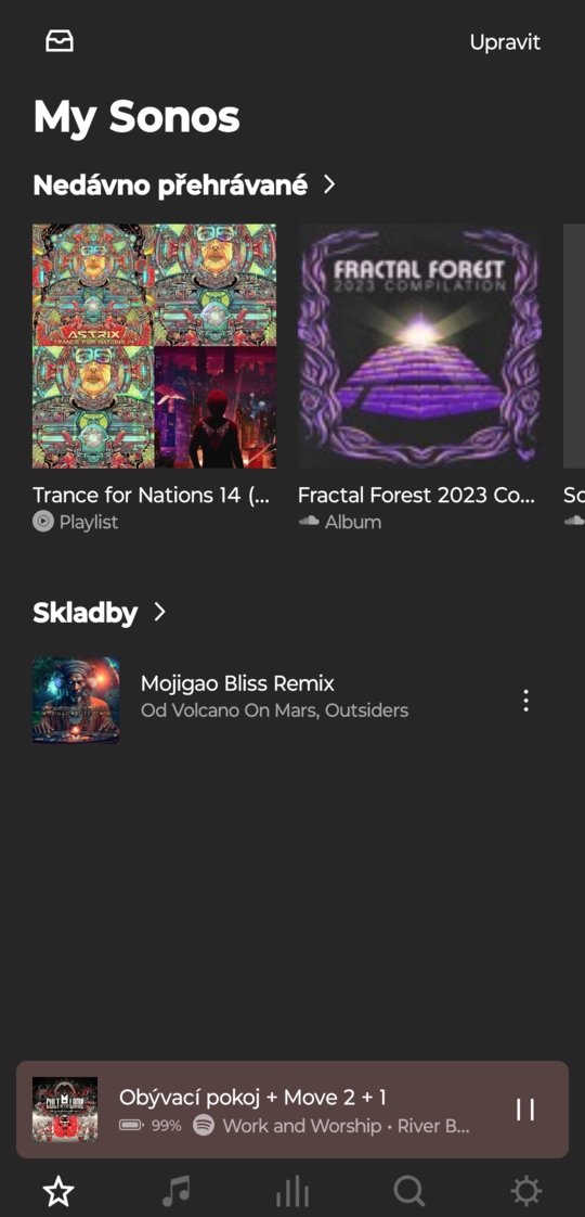 Hlavní stránka My Sonos