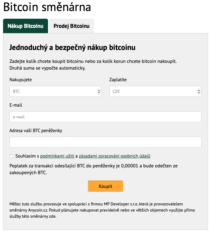 směnárna BTC na Měšci