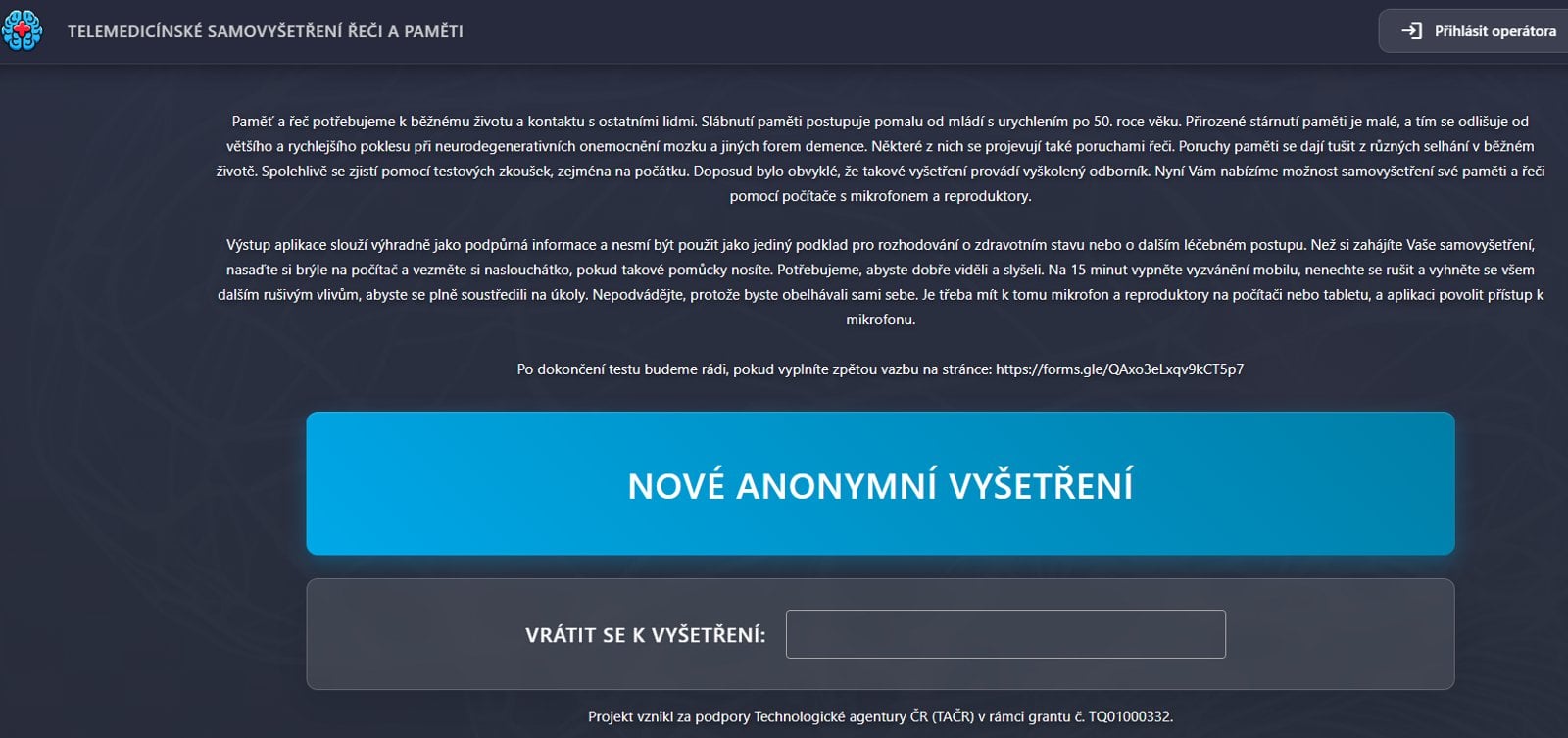 Nová aplikace pro časné zachycení demence