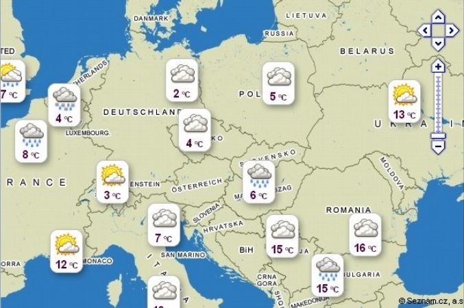 Do roku 2012 byl přehled počasí v Evropě rovněž řešen mapou. Jak je kde, jste viděli hned v mapě. 