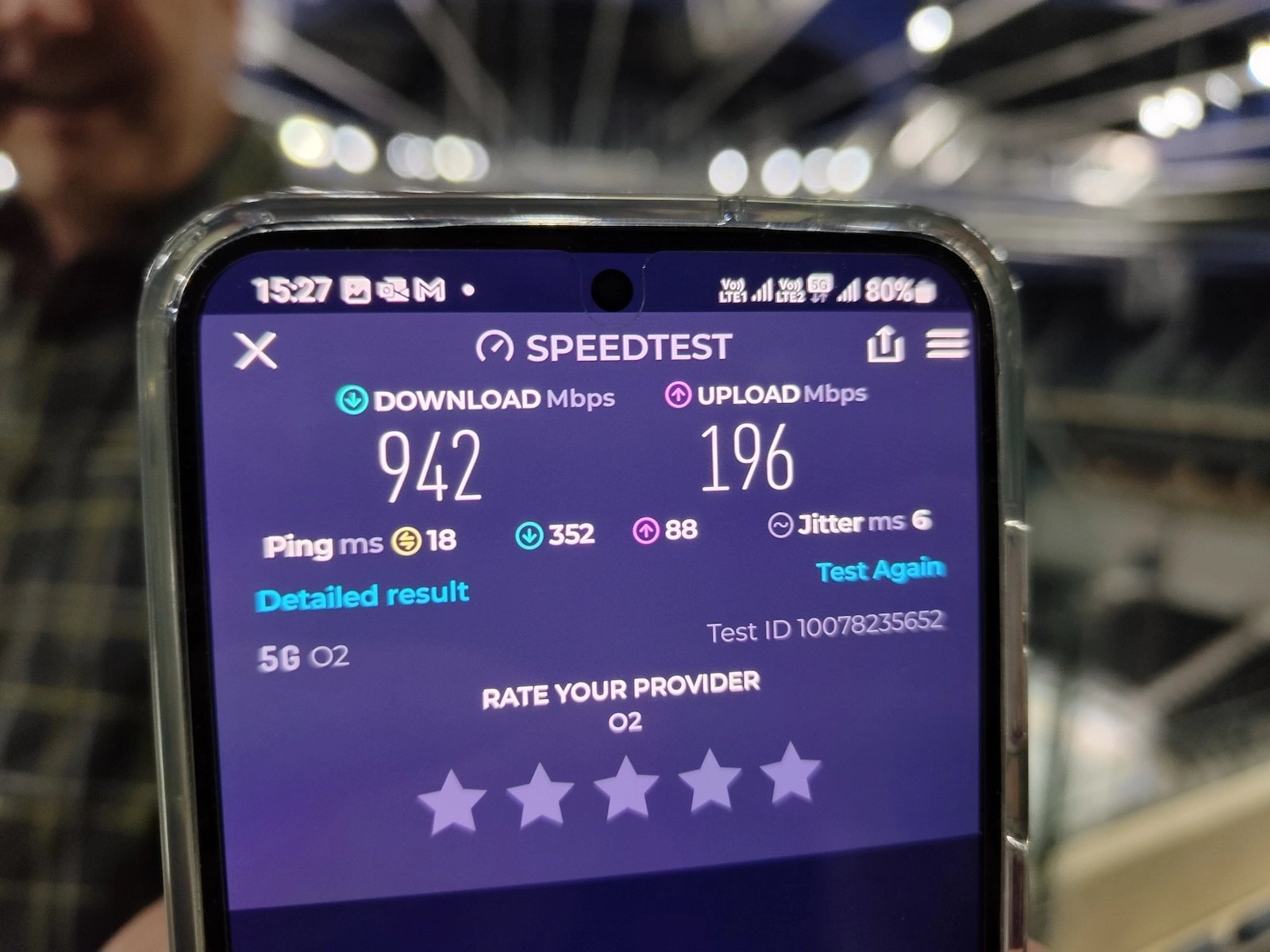 Rychlost mobilní sítě CETIN v O2 areně