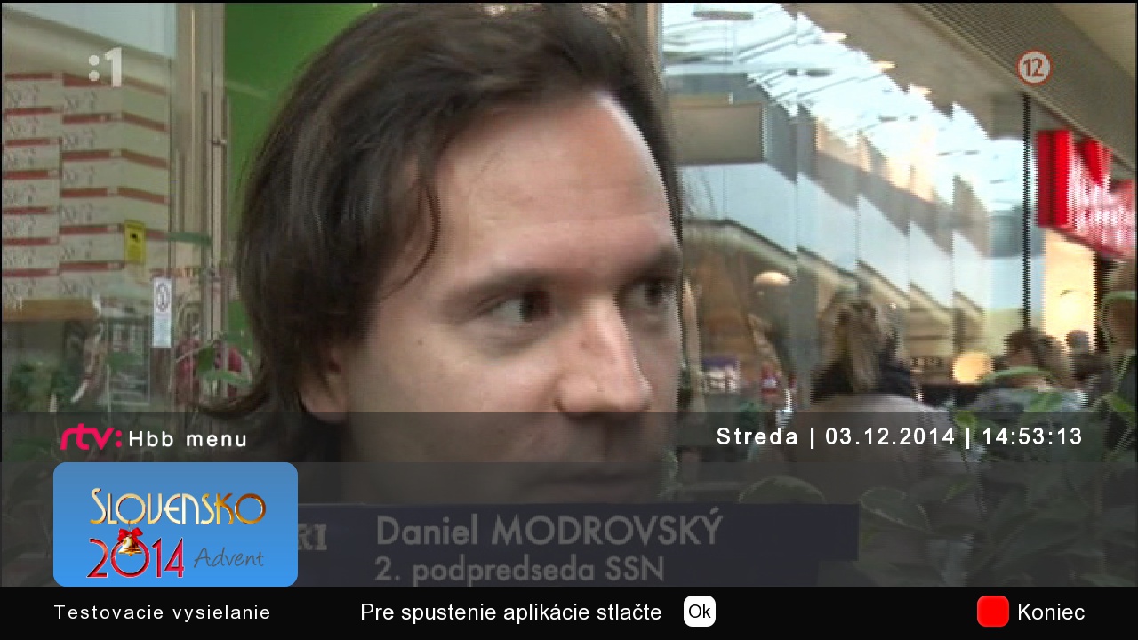 Adventní aplikace Rozhlasu a televize Slovenska v HbbTV