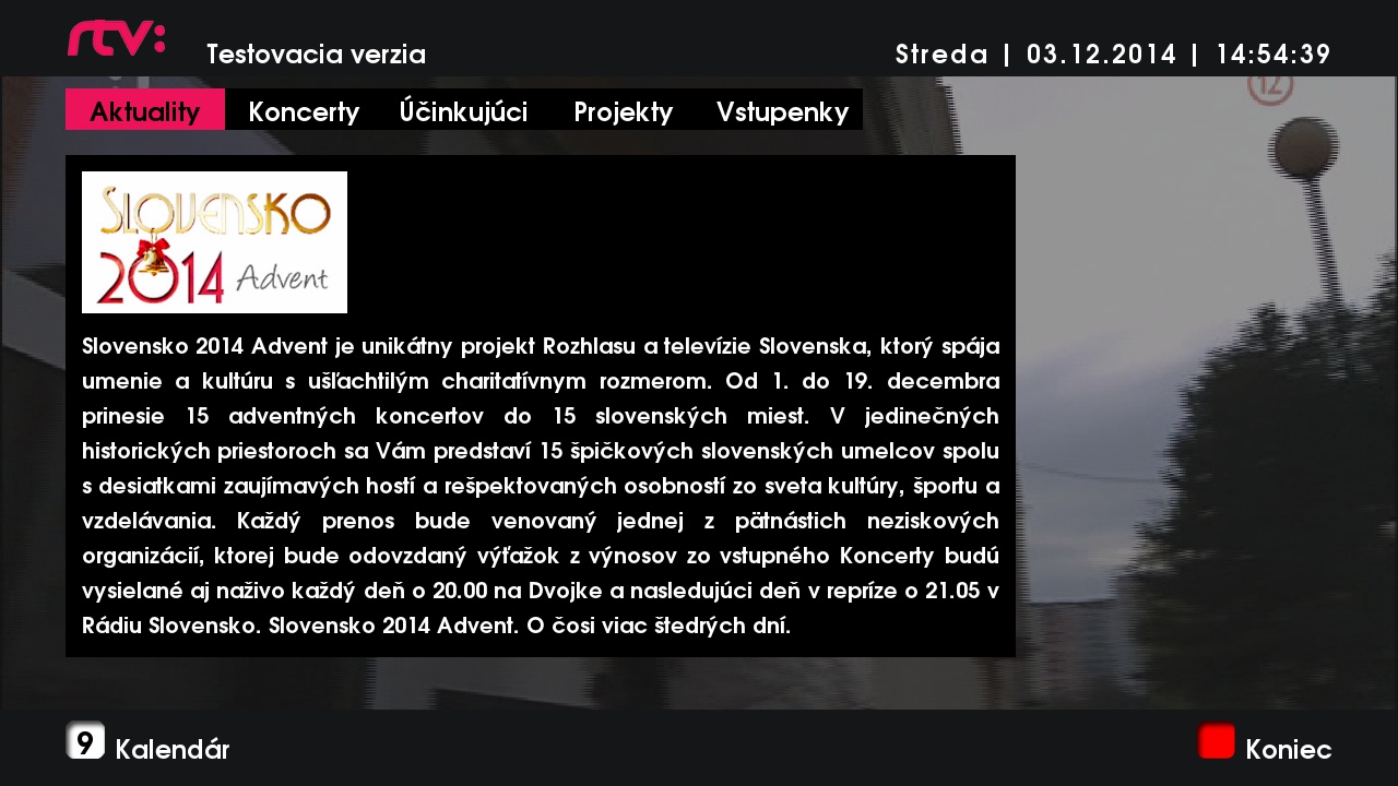 Adventní aplikace Rozhlasu a televize Slovenska v HbbTV