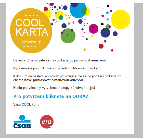 Email o potvrzení aktivace.