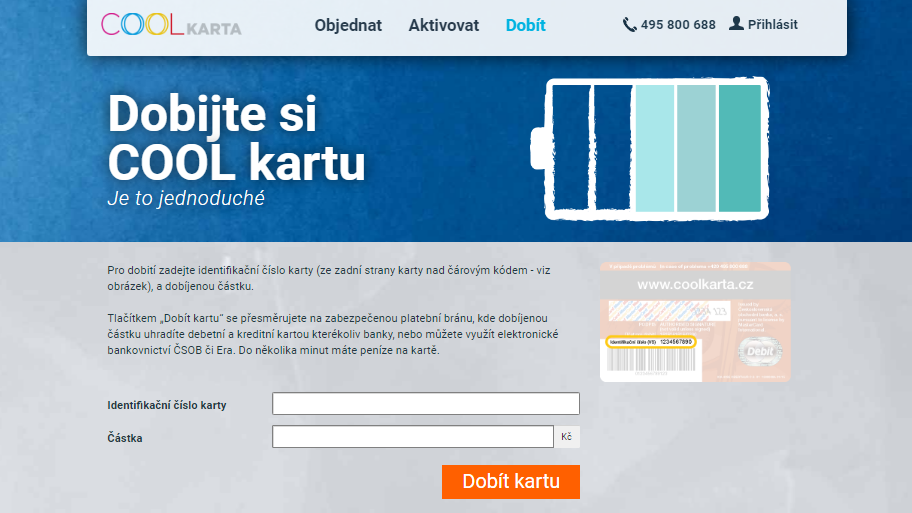 Dobíjení Cool karty.