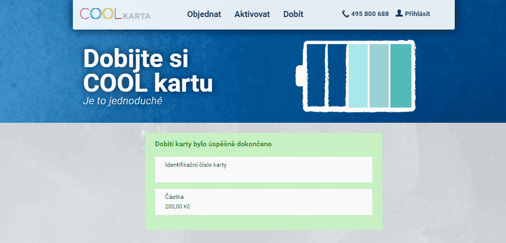 Dobíjíme Cool kartu.
